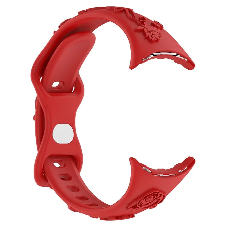 For Google Pixel Watch / Pixel Watch 2 Carving Flower Pattern Watch Strap Replacement Silicone Band