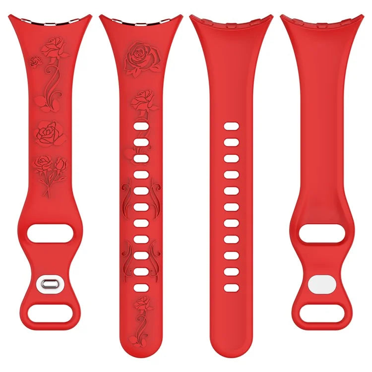 For Google Pixel Watch / Pixel Watch 2 Carving Flower Pattern Watch Strap Replacement Silicone Band