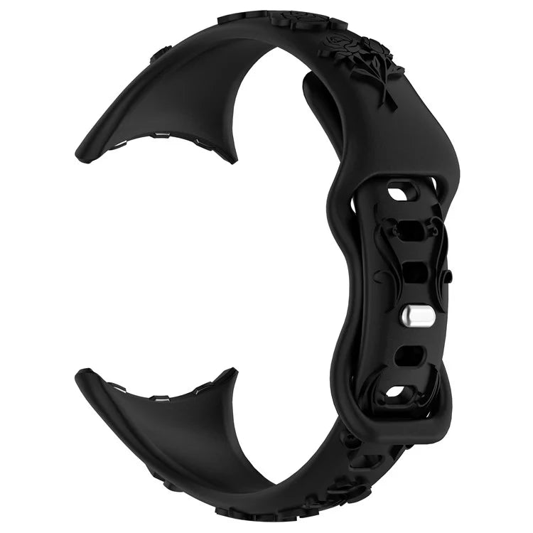 For Google Pixel Watch / Pixel Watch 2 Carving Flower Pattern Watch Strap Replacement Silicone Band