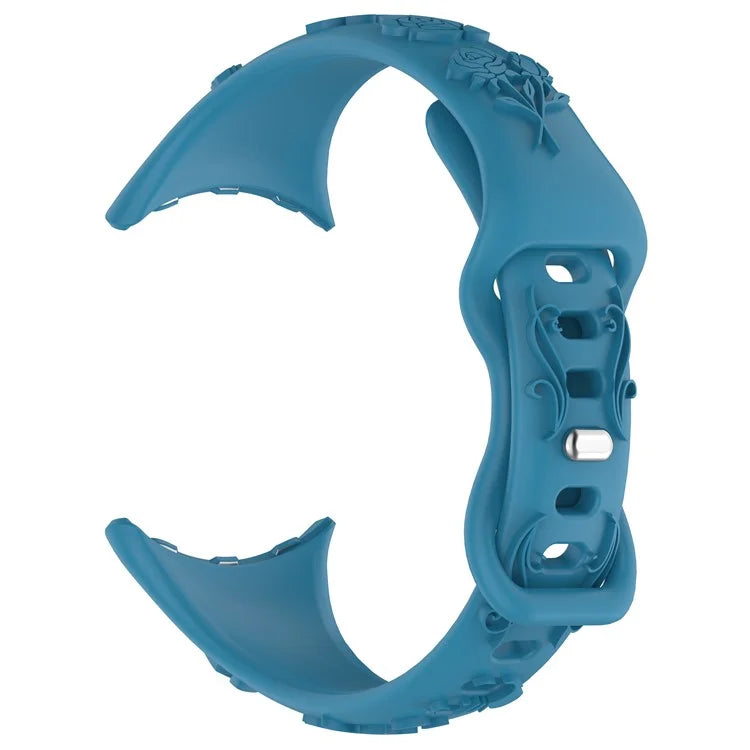 For Google Pixel Watch / Pixel Watch 2 Carving Flower Pattern Watch Strap Replacement Silicone Band