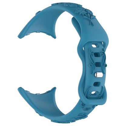 For Google Pixel Watch / Pixel Watch 2 Carving Flower Pattern Watch Strap Replacement Silicone Band