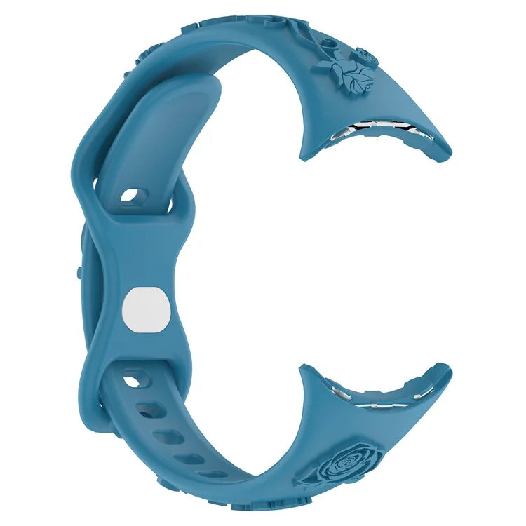 For Google Pixel Watch / Pixel Watch 2 Carving Flower Pattern Watch Strap Replacement Silicone Band