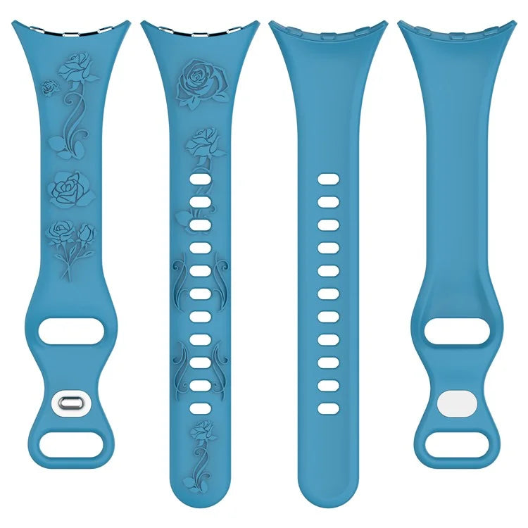 For Google Pixel Watch / Pixel Watch 2 Carving Flower Pattern Watch Strap Replacement Silicone Band