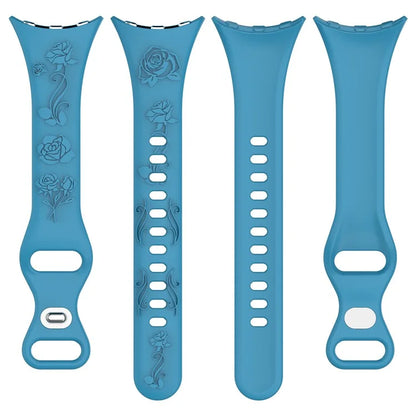 For Google Pixel Watch / Pixel Watch 2 Carving Flower Pattern Watch Strap Replacement Silicone Band