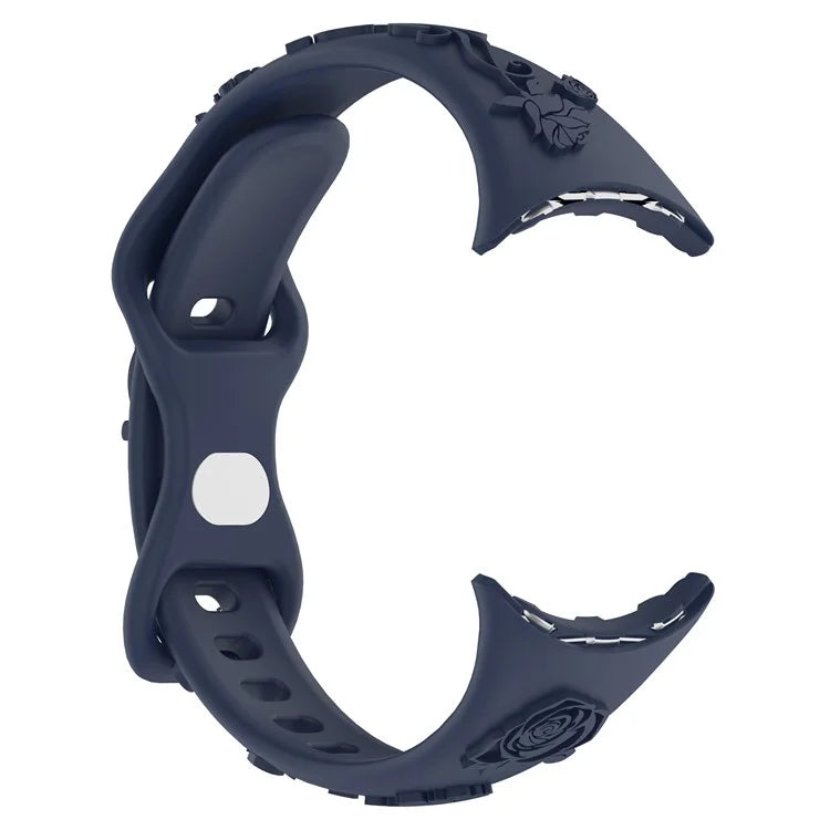 For Google Pixel Watch / Pixel Watch 2 Carving Flower Pattern Watch Strap Replacement Silicone Band