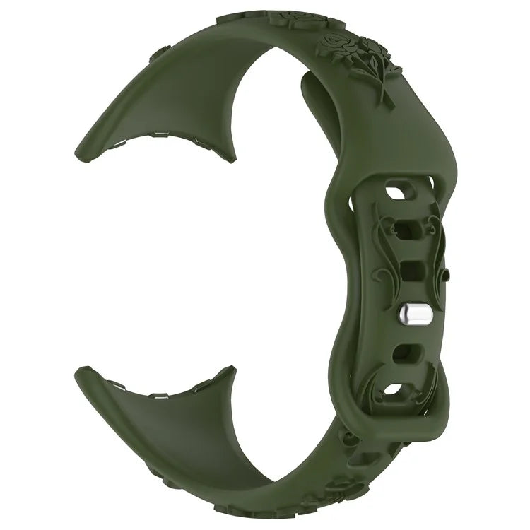 For Google Pixel Watch / Pixel Watch 2 Carving Flower Pattern Watch Strap Replacement Silicone Band