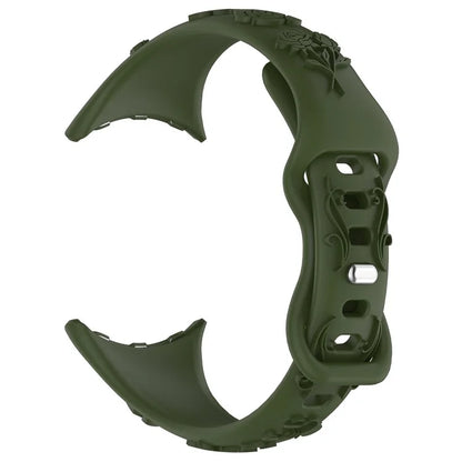 For Google Pixel Watch / Pixel Watch 2 Carving Flower Pattern Watch Strap Replacement Silicone Band