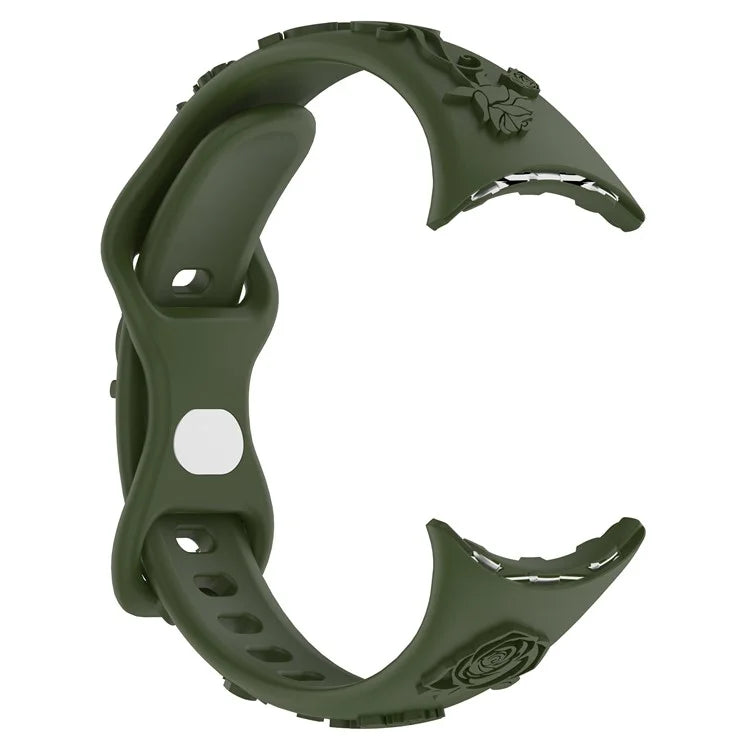 For Google Pixel Watch / Pixel Watch 2 Carving Flower Pattern Watch Strap Replacement Silicone Band