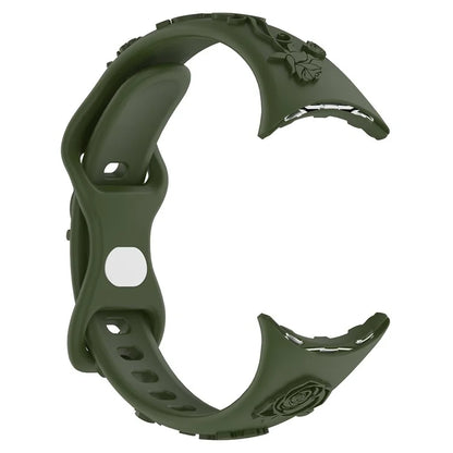 For Google Pixel Watch / Pixel Watch 2 Carving Flower Pattern Watch Strap Replacement Silicone Band