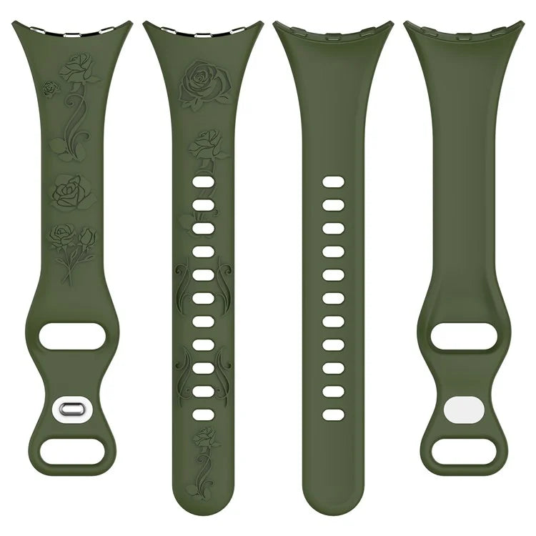 For Google Pixel Watch / Pixel Watch 2 Carving Flower Pattern Watch Strap Replacement Silicone Band