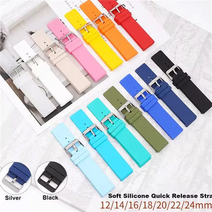 20mm Universal Silicone Watch Strap Sporty Replacement Wrist Band with Silver Buckle