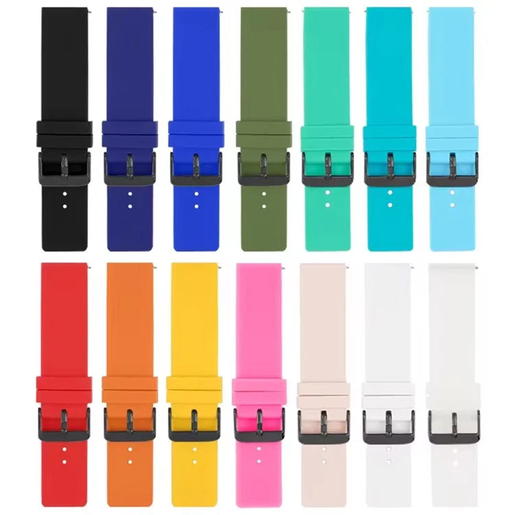 For Samsung Galaxy Watch6 Classic 47mm / Watch FE 40mm / Watch4 40mm / Garminactive 20mm Watchband with Black Buckle Silicone Strap