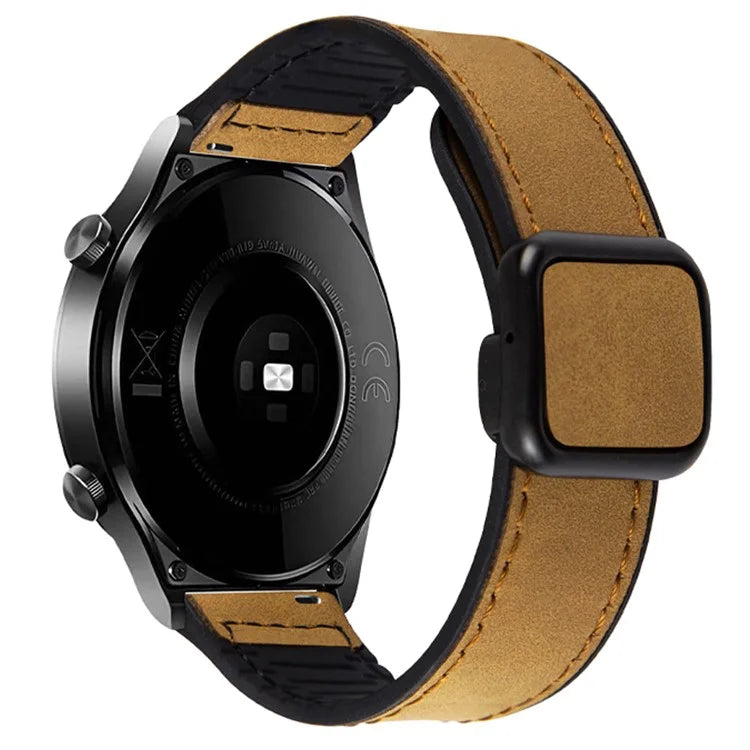 For Garmin vivoactive 5 / Venu 2 Plus Universal 20mm Watch Strap Crazy Horse Texture Leather+Silicone Band