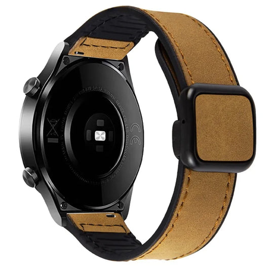 For Garmin vivoactive 5 / Venu 2 Plus Universal 20mm Watch Strap Crazy Horse Texture Leather+Silicone Band