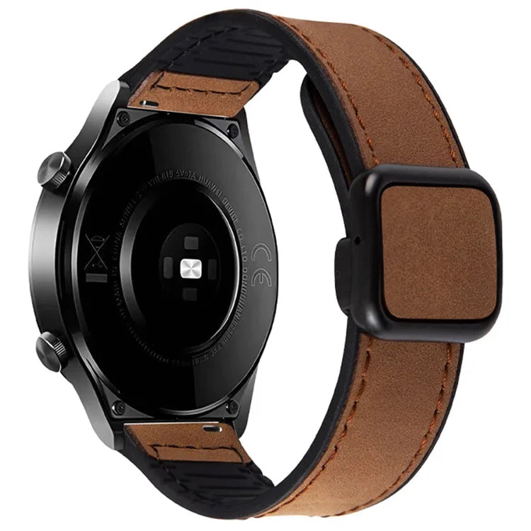 For Garmin vivoactive 5 / Venu 2 Plus Universal 20mm Watch Strap Crazy Horse Texture Leather+Silicone Band