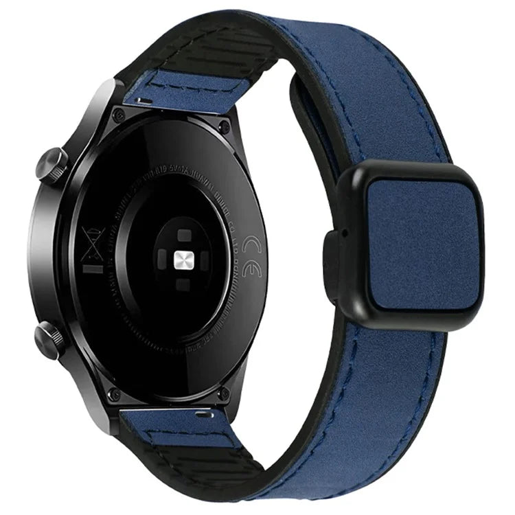 For Garmin vivoactive 5 / Venu 2 Plus Universal 20mm Watch Strap Crazy Horse Texture Leather+Silicone Band