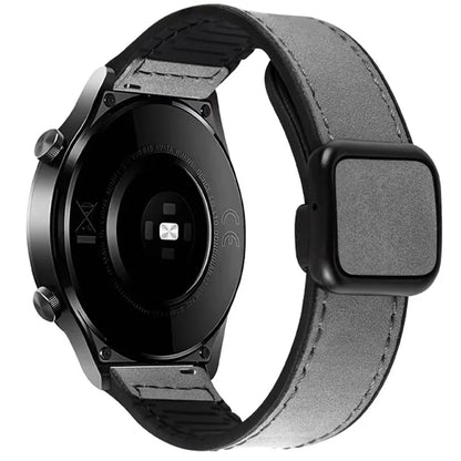 For Garmin vivoactive 5 / Venu 2 Plus Universal 20mm Watch Strap Crazy Horse Texture Leather+Silicone Band