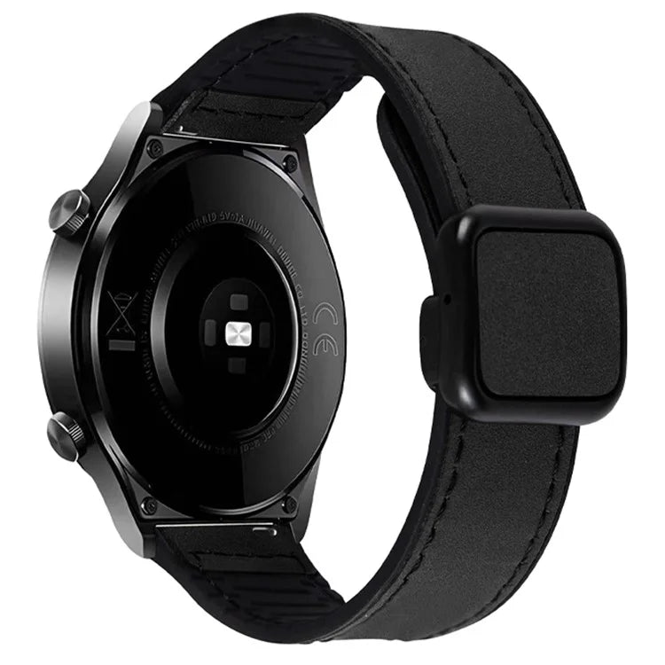 For Garmin vivoactive 5 / Venu 2 Plus Universal 20mm Watch Strap Crazy Horse Texture Leather+Silicone Band