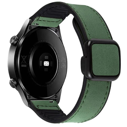For Garmin vivoactive 5 / Venu 2 Plus Universal 20mm Watch Strap Crazy Horse Texture Leather+Silicone Band