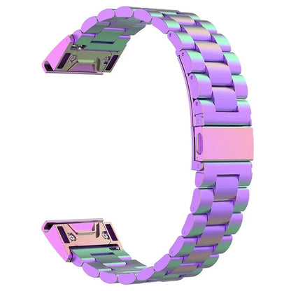 For Garmin Fenix 7S / 7S Pro / 6S / 6S Pro Watch Band 20mm Stainless Steel 3-Bead Wrist Strap