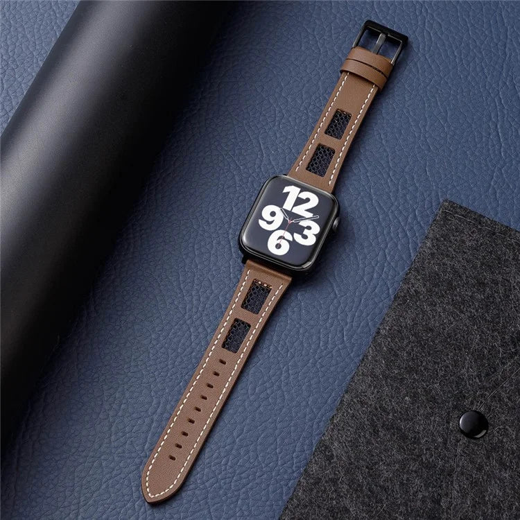 For Apple Watch Series 9 8 7 41mm / 6 5 4 SE (2022) SE (2023) SE 40mm / 3 2 1 38mm Band Genuine Cow Leather Strap