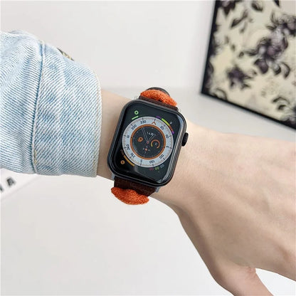 For Apple Watch Series 9 8 7 41mm / 6 5 4 SE (2023) SE (2022) SE 40mm / 3 2 1 38mm Genuine Cow Leather Watch Band Star Decor