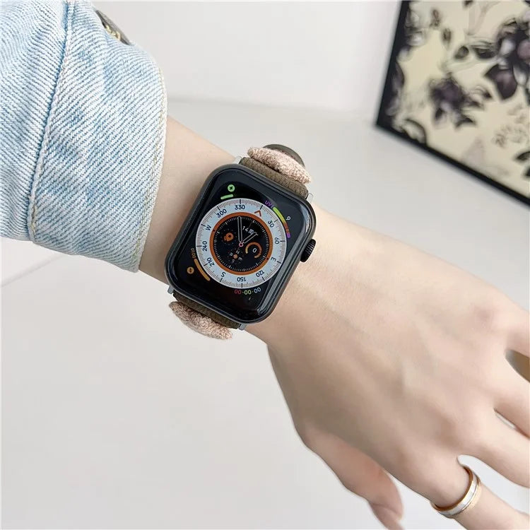 For Apple Watch Series 9 8 7 41mm / 6 5 4 SE (2023) SE (2022) SE 40mm / 3 2 1 38mm Genuine Cow Leather Watch Band Star Decor