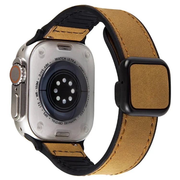 For Apple Watch Ultra 2 Ultra 49mm / Series 9 8 7 45mm / 6 5 4 SE (2022) SE (2023) SE 44mm / 3 2 1 42mm PU+Silicone Watch Strap