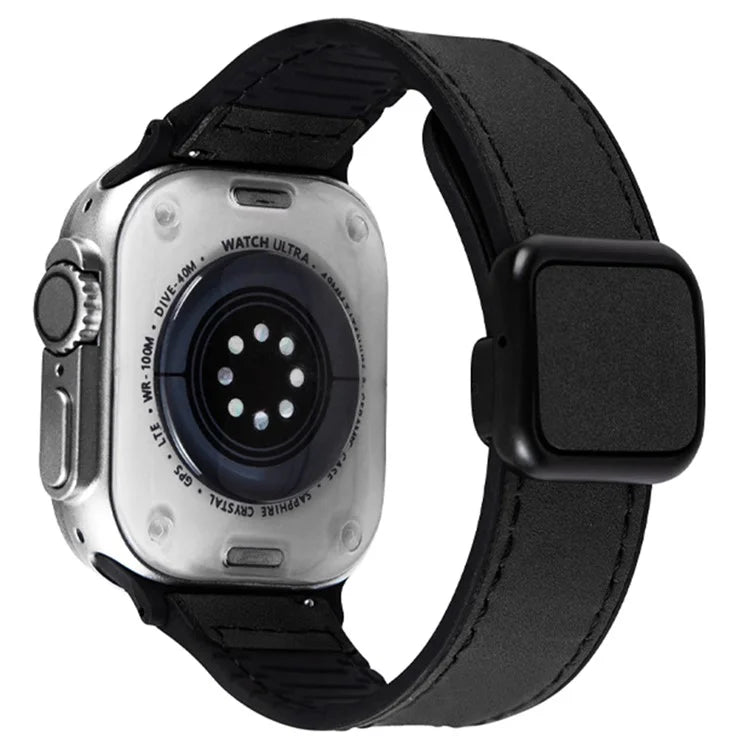 For Apple Watch Series 9 8 7 41mm  /  6 5 4 SE (2022) SE (2023) SE 40mm  /  3 2 1 38mm Wrist Watch Band Leather Coated Silicone Strap
