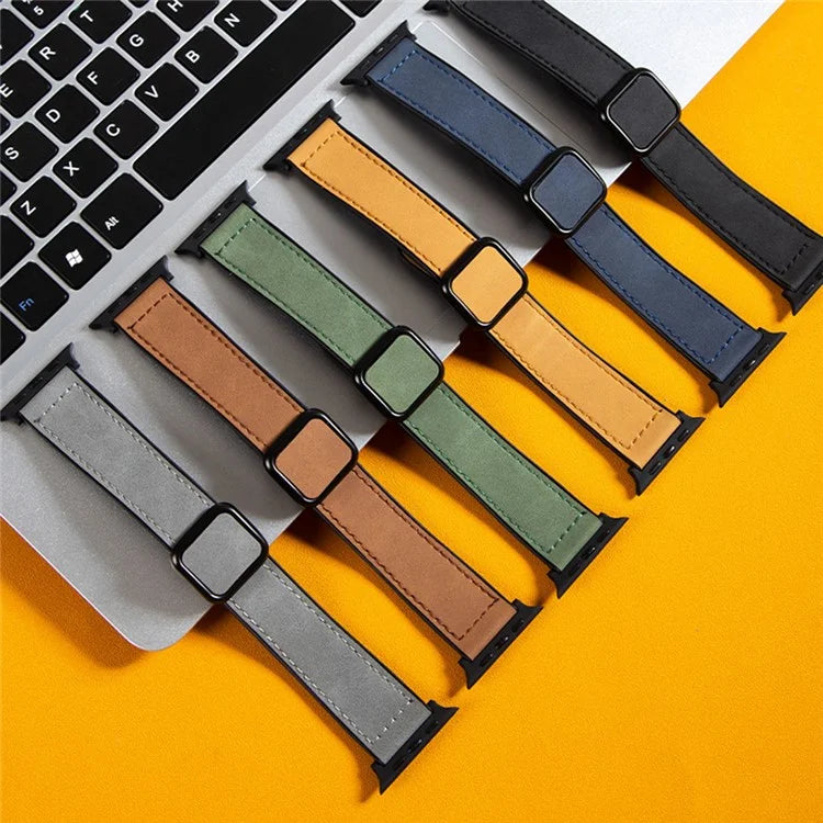 For Apple Watch Series 9 8 7 41mm  /  6 5 4 SE (2022) SE (2023) SE 40mm  /  3 2 1 38mm Wrist Watch Band Leather Coated Silicone Strap