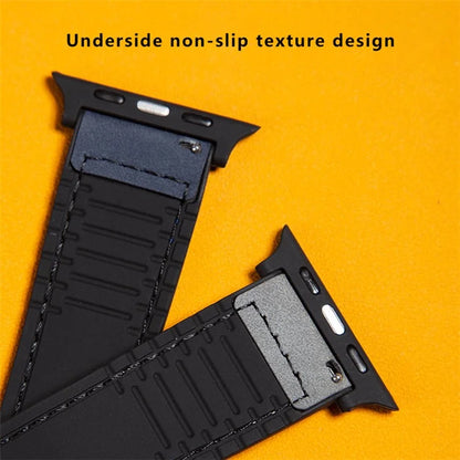 For Apple Watch Series 9 8 7 41mm  /  6 5 4 SE (2022) SE (2023) SE 40mm  /  3 2 1 38mm Wrist Watch Band Leather Coated Silicone Strap