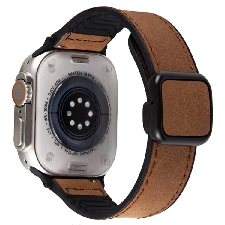 For Apple Watch Series 9 8 7 41mm  /  6 5 4 SE (2022) SE (2023) SE 40mm  /  3 2 1 38mm Wrist Watch Band Leather Coated Silicone Strap