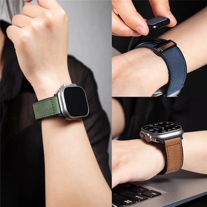 For Apple Watch Series 9 8 7 41mm  /  6 5 4 SE (2022) SE (2023) SE 40mm  /  3 2 1 38mm Wrist Watch Band Leather Coated Silicone Strap