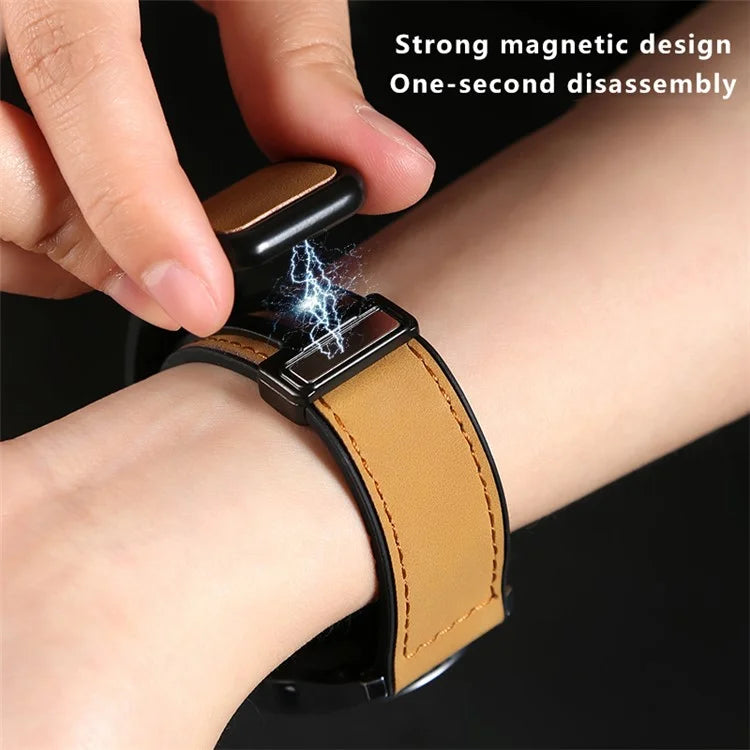 For Garmin Venu 3 / Venu 2 / Vivoactive 4 22mm Watch Band Magnetic Folding Buckle Leather+Silicone Strap