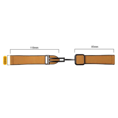 For Garmin Venu 3 / Venu 2 / Vivoactive 4 22mm Watch Band Magnetic Folding Buckle Leather+Silicone Strap