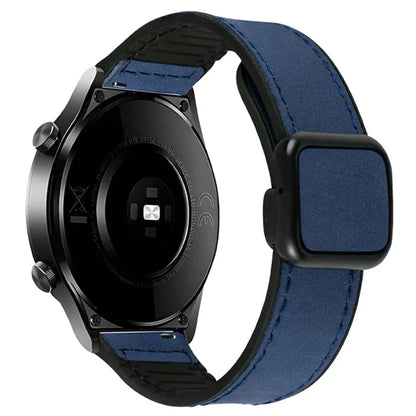 For Garmin Venu 3 / Venu 2 / Vivoactive 4 22mm Watch Band Magnetic Folding Buckle Leather+Silicone Strap