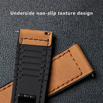 For Garmin Venu 3 / Venu 2 / Vivoactive 4 22mm Watch Band Magnetic Folding Buckle Leather+Silicone Strap