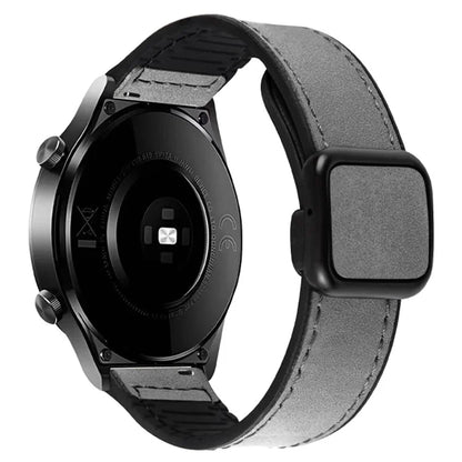 For Garmin Venu 3 / Venu 2 / Vivoactive 4 22mm Watch Band Magnetic Folding Buckle Leather+Silicone Strap