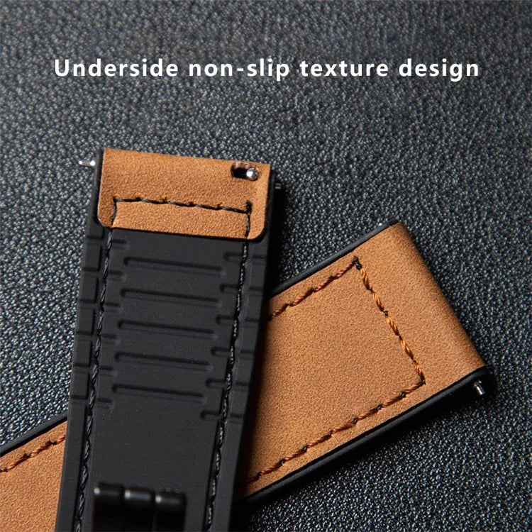 For Garmin Venu 3 / Venu 2 / Vivoactive 4 22mm Watch Band Magnetic Folding Buckle Leather+Silicone Strap