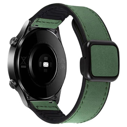 For Garmin Venu 3 / Venu 2 / Vivoactive 4 22mm Watch Band Magnetic Folding Buckle Leather+Silicone Strap