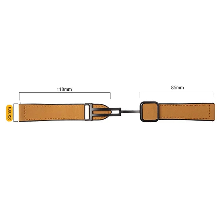 For Garmin Venu 3 / Venu 2 / Vivoactive 4 22mm Watch Band Magnetic Folding Buckle Leather+Silicone Strap
