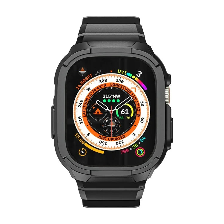For Apple Watch Ultra 49mm / Ultra 2 49mm Matte TPU Watch Strap Case Integrated Design Bracelet Band