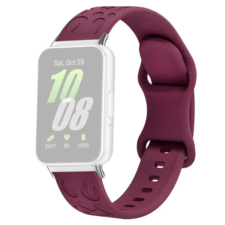 For Samsung Galaxy Fit Silicone Watchband Leopard Printed Replacement Watch Strap