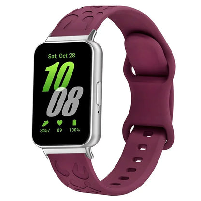 For Samsung Galaxy Fit Silicone Watchband Leopard Printed Replacement Watch Strap