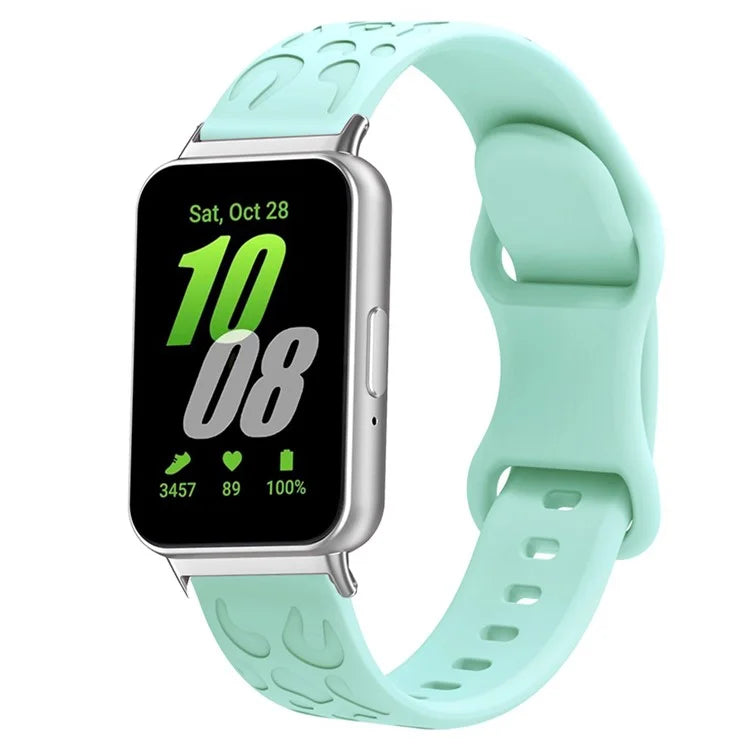 For Samsung Galaxy Fit Silicone Watchband Leopard Printed Replacement Watch Strap