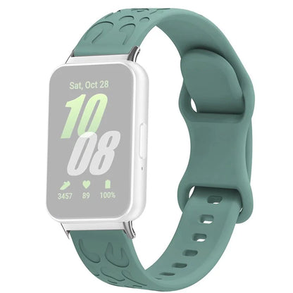 For Samsung Galaxy Fit Silicone Watchband Leopard Printed Replacement Watch Strap