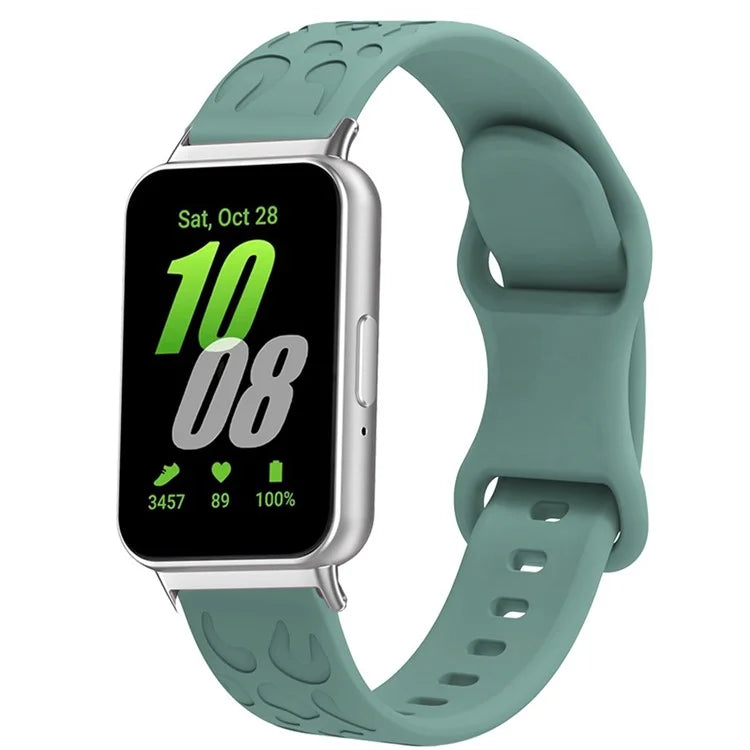 For Samsung Galaxy Fit Silicone Watchband Leopard Printed Replacement Watch Strap