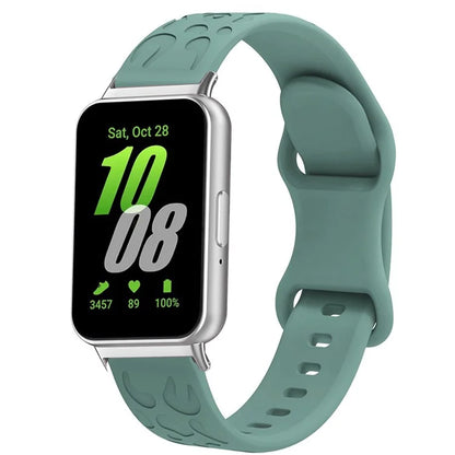 For Samsung Galaxy Fit Silicone Watchband Leopard Printed Replacement Watch Strap