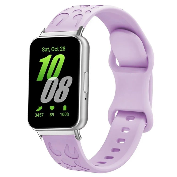 For Samsung Galaxy Fit Silicone Watchband Leopard Printed Replacement Watch Strap