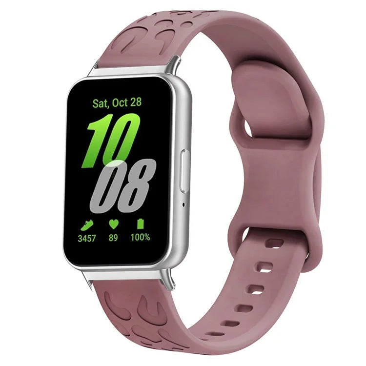 For Samsung Galaxy Fit Silicone Watchband Leopard Printed Replacement Watch Strap
